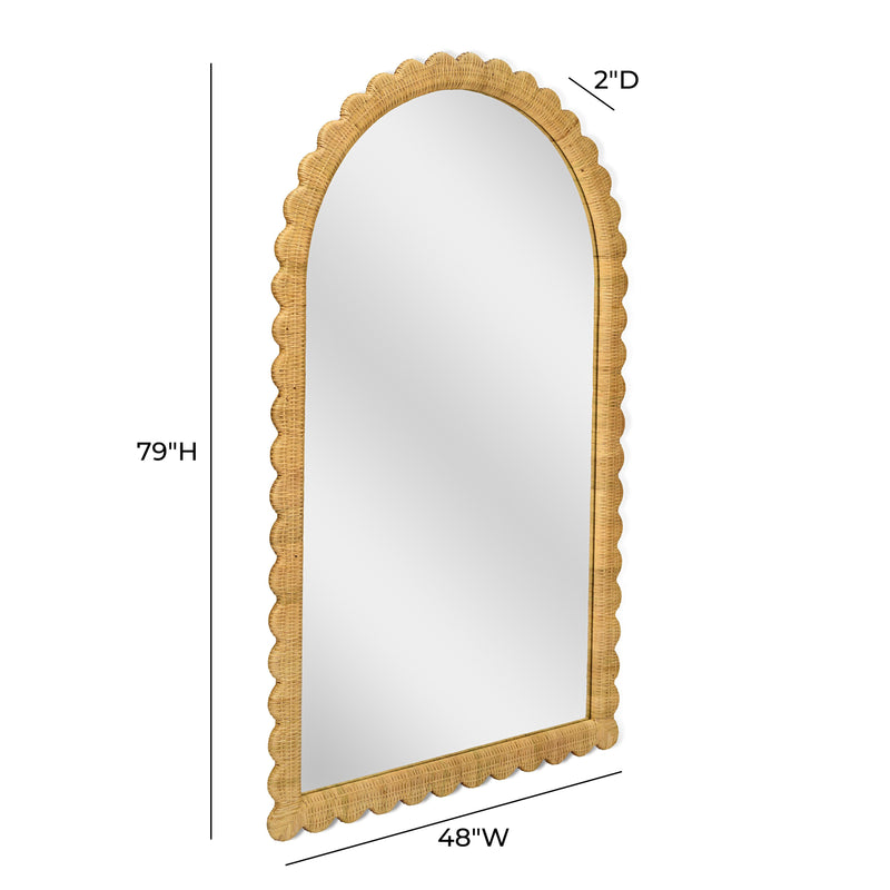 Bama 48"X79" Jumbo Natural Rattan Arched Wall Mirror