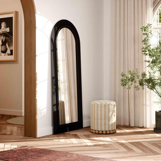 Tanya Black Rattan 70 inch Floor Mirror