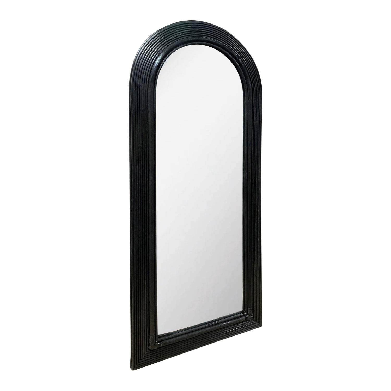 Tanya Black Rattan 70 inch Floor Mirror