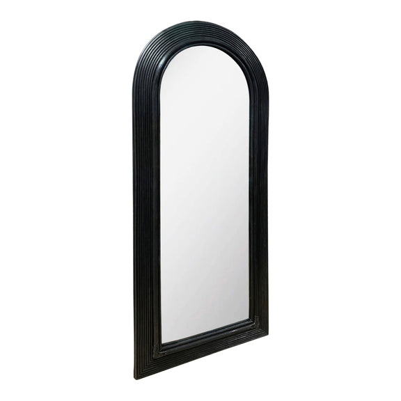 Tanya Black Rattan 70 inch Floor Mirror