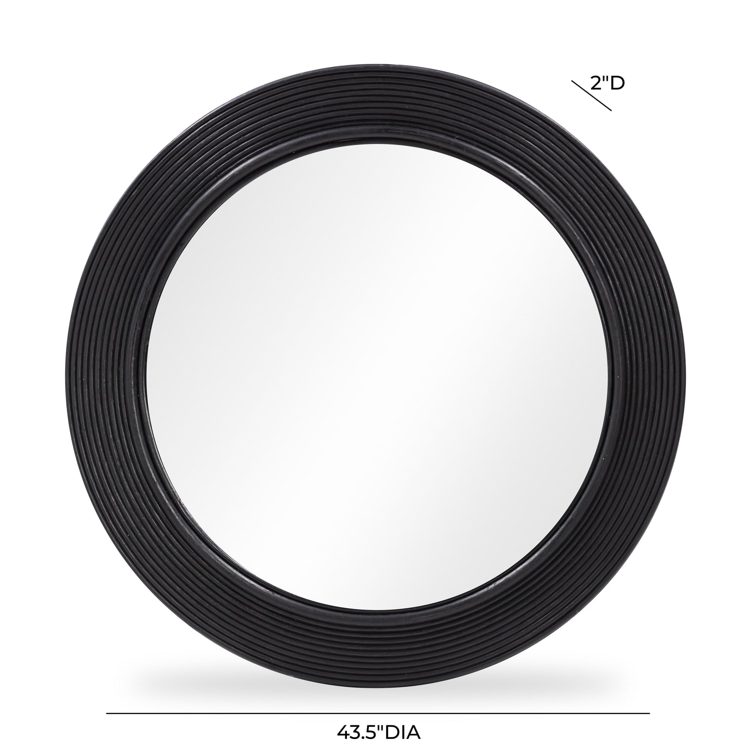 Tanya Black Rattan Round Wall Mirror