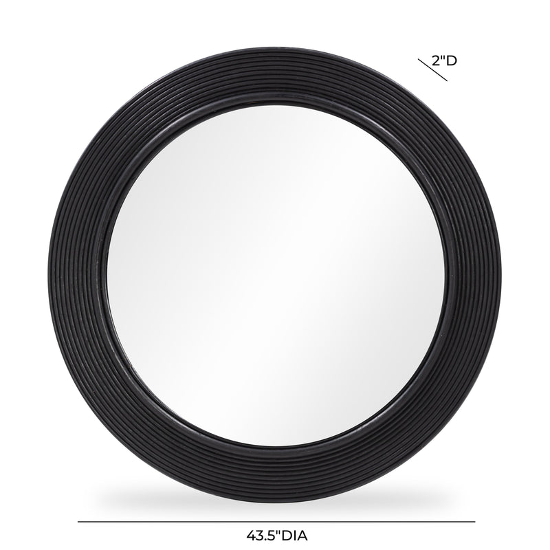 Tanya Black Rattan Round Wall Mirror