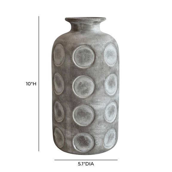 Earthenware Aztec Tub Flower Vase in Grey