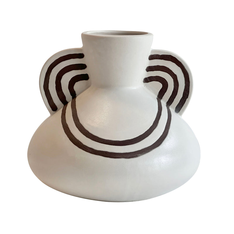 Ceramic Line Art Wide-Bodied Vase