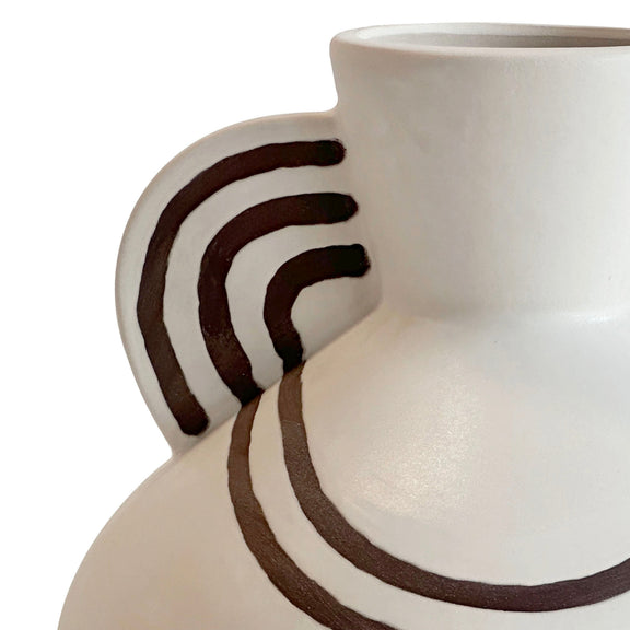 Ceramic Line Art Wide-Bodied Vase
