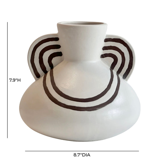 Ceramic Line Art Wide-Bodied Vase