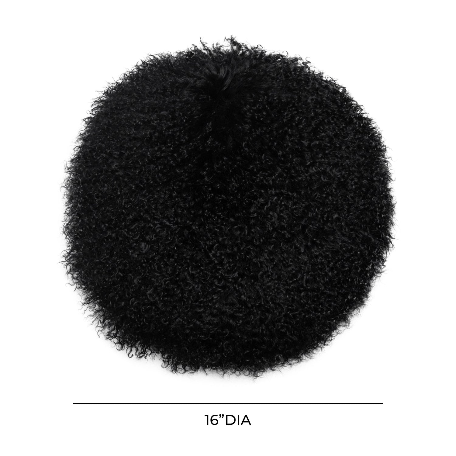 New Zealand Black Sheepskin 16 Inch Round Pillow