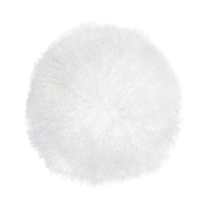 New Zealand White Sheepskin 16 Inch Round Pillow