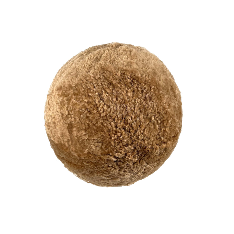 New Zealand Brown Genuine Sheepskin 12 inch Ball Pillow