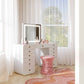 Hollywood 56" White Desk with LED Panel Vanity Mirror - Small