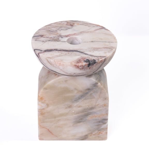 Marble White Brown Balanced Candle Holder