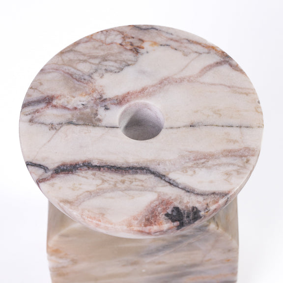 Marble White Brown Balanced Candle Holder