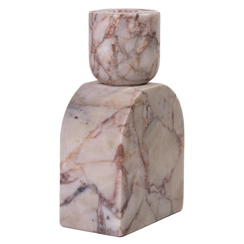 Marble White Brown Foundation Candle Holder