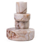 Marble White Brown Stacked Candle Holder