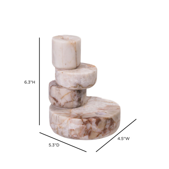 Marble White Brown Stacked Candle Holder