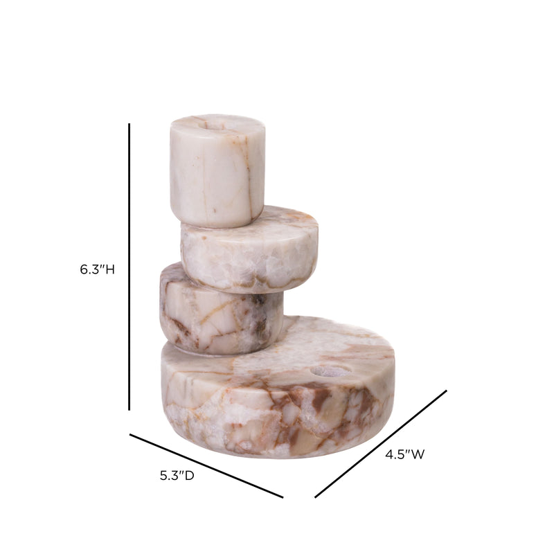 Marble White Brown Stacked Candle Holder