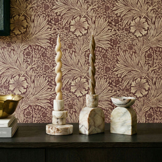 Marble White Brown Stacked Candle Holder