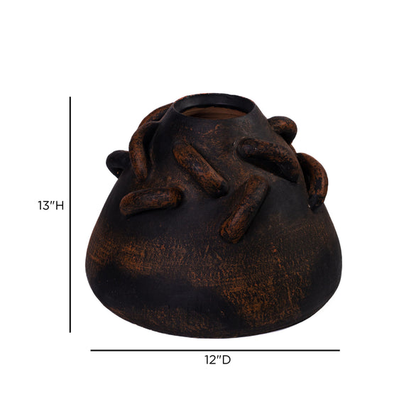 Visha Roped Dark Terracotta Decorative Vase