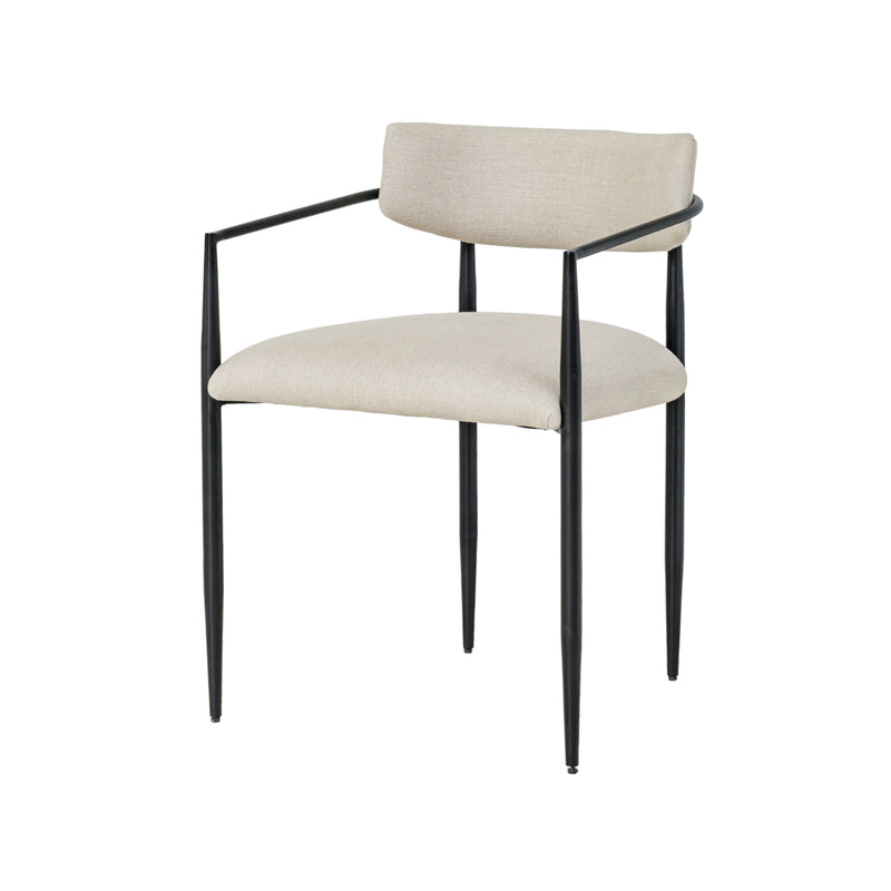 Forte Cream Linen Forged Iron Dining Chair