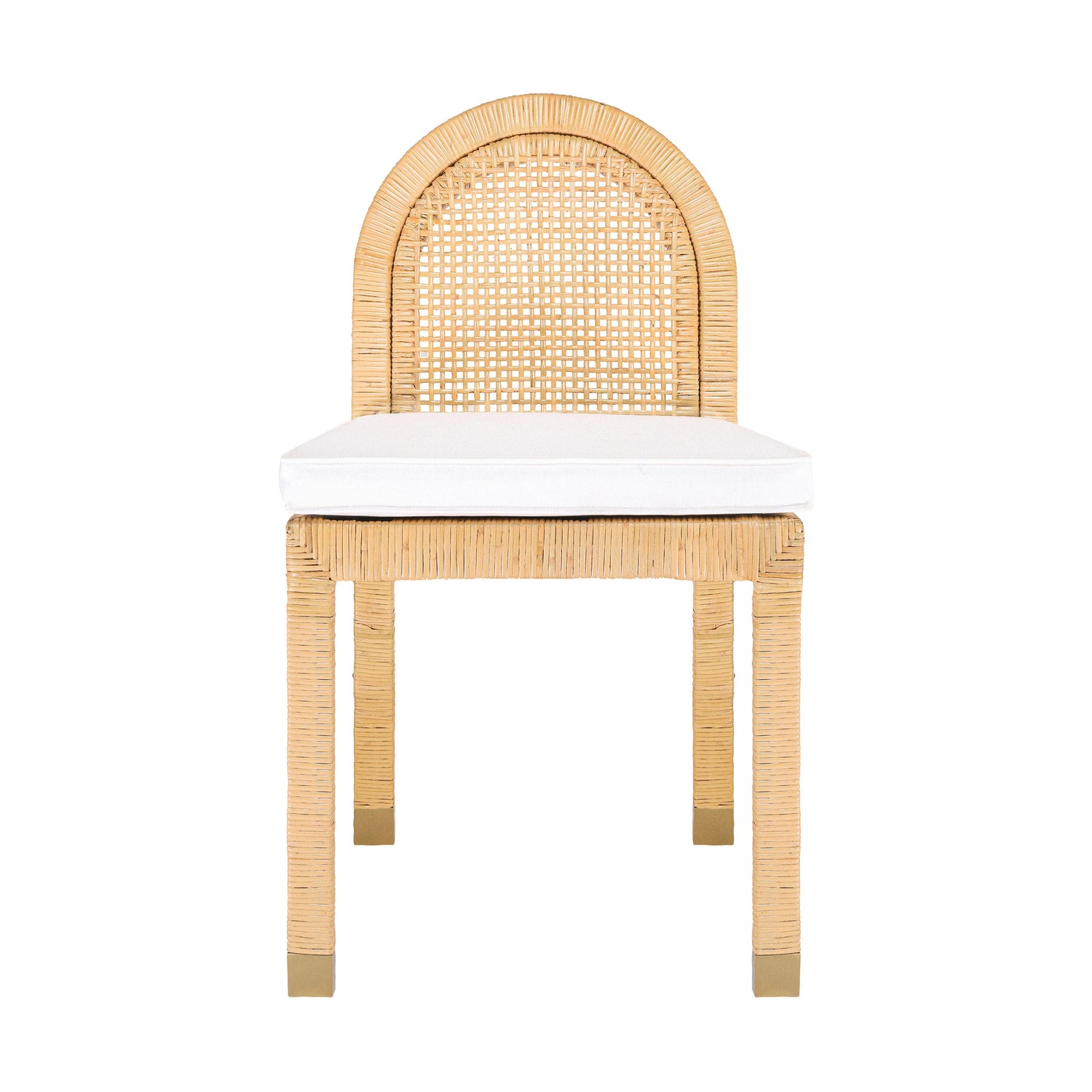 Amara Natural Rattan and Performance Fabric Arched Back Dining Chair