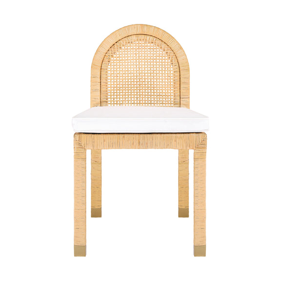 Amara Natural Rattan and Performance Fabric Arched Back Dining Chair