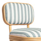 Dorine Striped Performance Linen &amp; Rattan Dining Chair - Mint Green