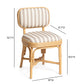 Dorine Striped Performance Linen &amp; Rattan Dining Chair - Khaki