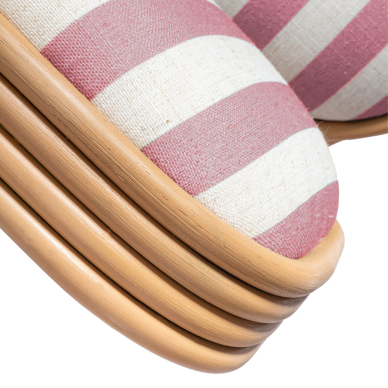 Dorine Striped Performance Linen &amp; Rattan Dining Chair - Cherry
