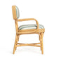 Dorine Striped Performance Linen &amp; Rattan Dining Armchair - Mint Green