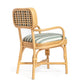 Dorine Striped Performance Linen &amp; Rattan Dining Armchair - Mint Green