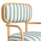 Dorine Striped Performance Linen &amp; Rattan Dining Armchair - Mint Green