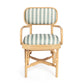 Dorine Striped Performance Linen &amp; Rattan Dining Armchair - Mint Green