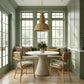 Dorine Striped Performance Linen &amp; Rattan Dining Armchair - Mint Green