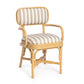Dorine Striped Performance Linen &amp; Rattan Dining Armchair - Khaki