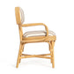 Dorine Striped Performance Linen &amp; Rattan Dining Armchair - Khaki