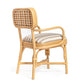 Dorine Striped Performance Linen &amp; Rattan Dining Armchair - Khaki
