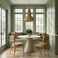 Dorine Striped Performance Linen &amp; Rattan Dining Armchair - Khaki