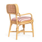 Dorine Striped Performance Linen &amp; Rattan Dining Armchair - Cherry