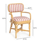 Dorine Striped Performance Linen &amp; Rattan Dining Armchair - Cherry
