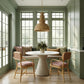 Dorine Striped Performance Linen &amp; Rattan Dining Armchair - Cherry