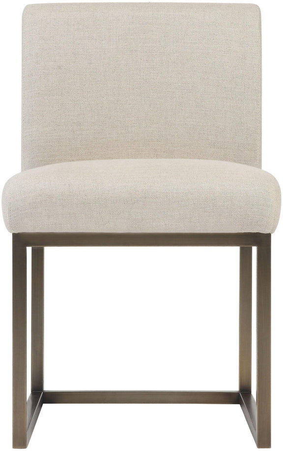 Haute Beige Linen Chair in Brass