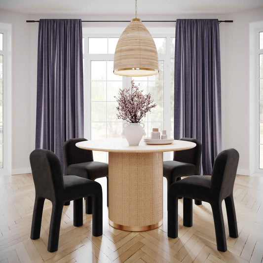 Akiba 47" Natural Ash &amp; Rattan Round Dining Table