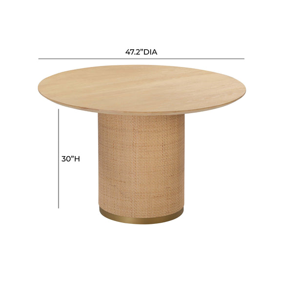 Akiba 47" Natural Ash &amp; Rattan Round Dining Table