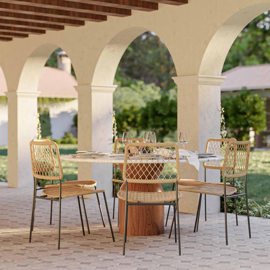 Cynthia Travertine Concrete Indoor / Outdoor 54 inch Round Dining Table