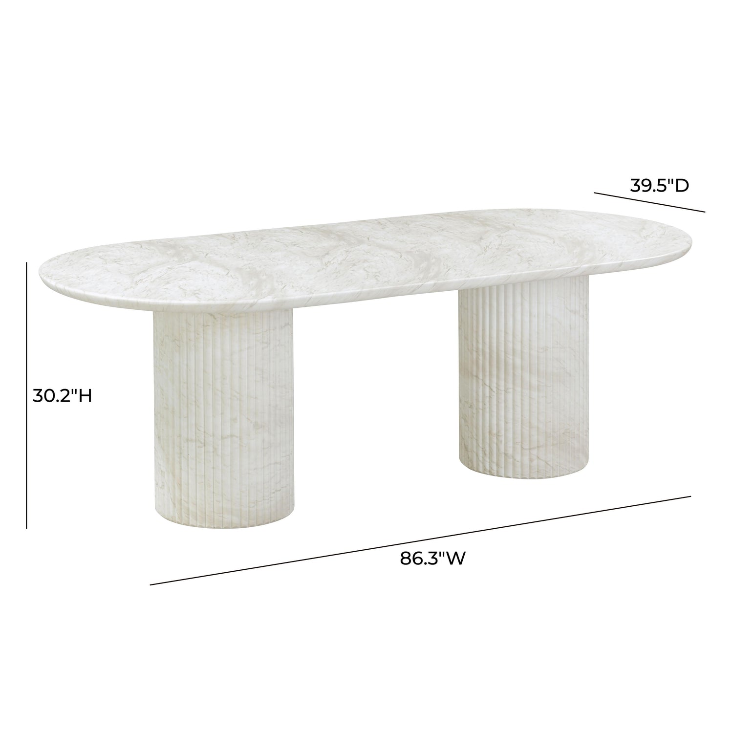 Brut White Marble Pattern Indoor/Outdoor Dining Table