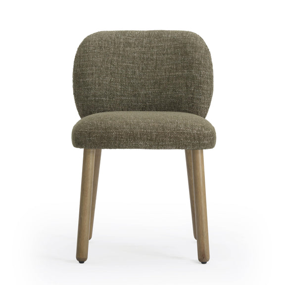 Foxy Olive Green Textured Performance Fabric Dining Chair
