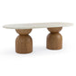Cynthia Travertine Concrete Indoor / Outdoor 87 inch Long Dining Table