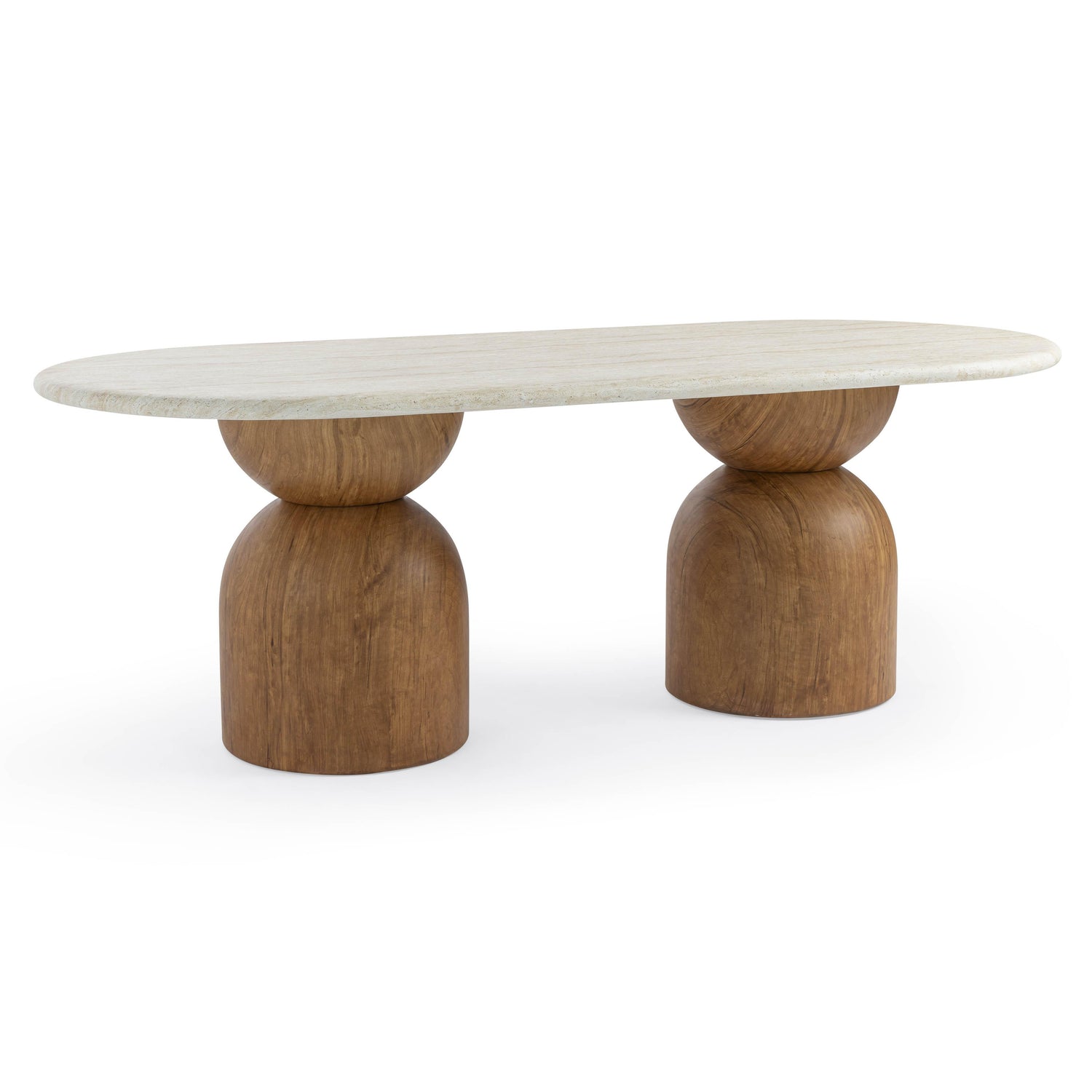 Cynthia Travertine Concrete Indoor / Outdoor 87 inch Long Dining Table