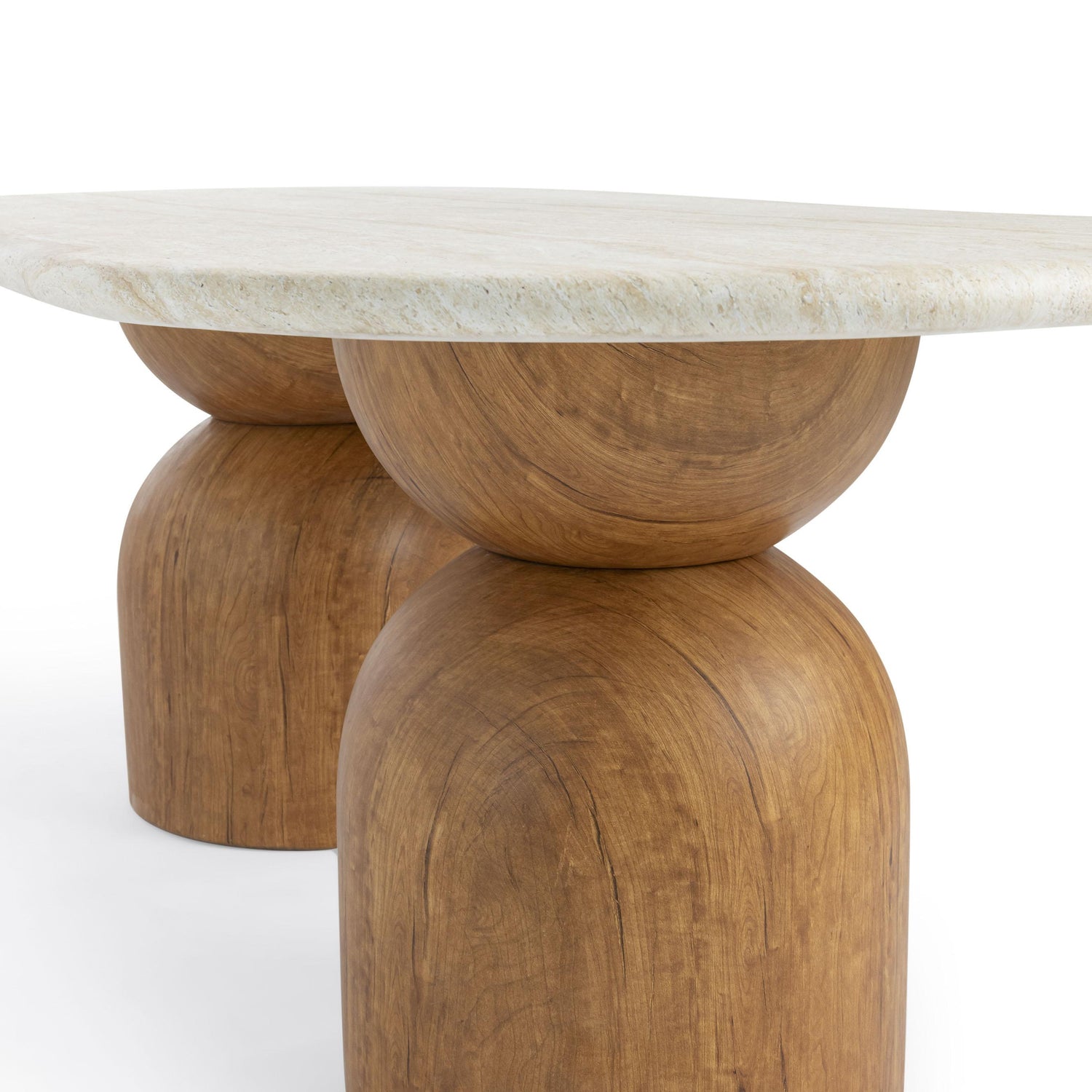 Cynthia Travertine Concrete Indoor / Outdoor 87 inch Long Dining Table