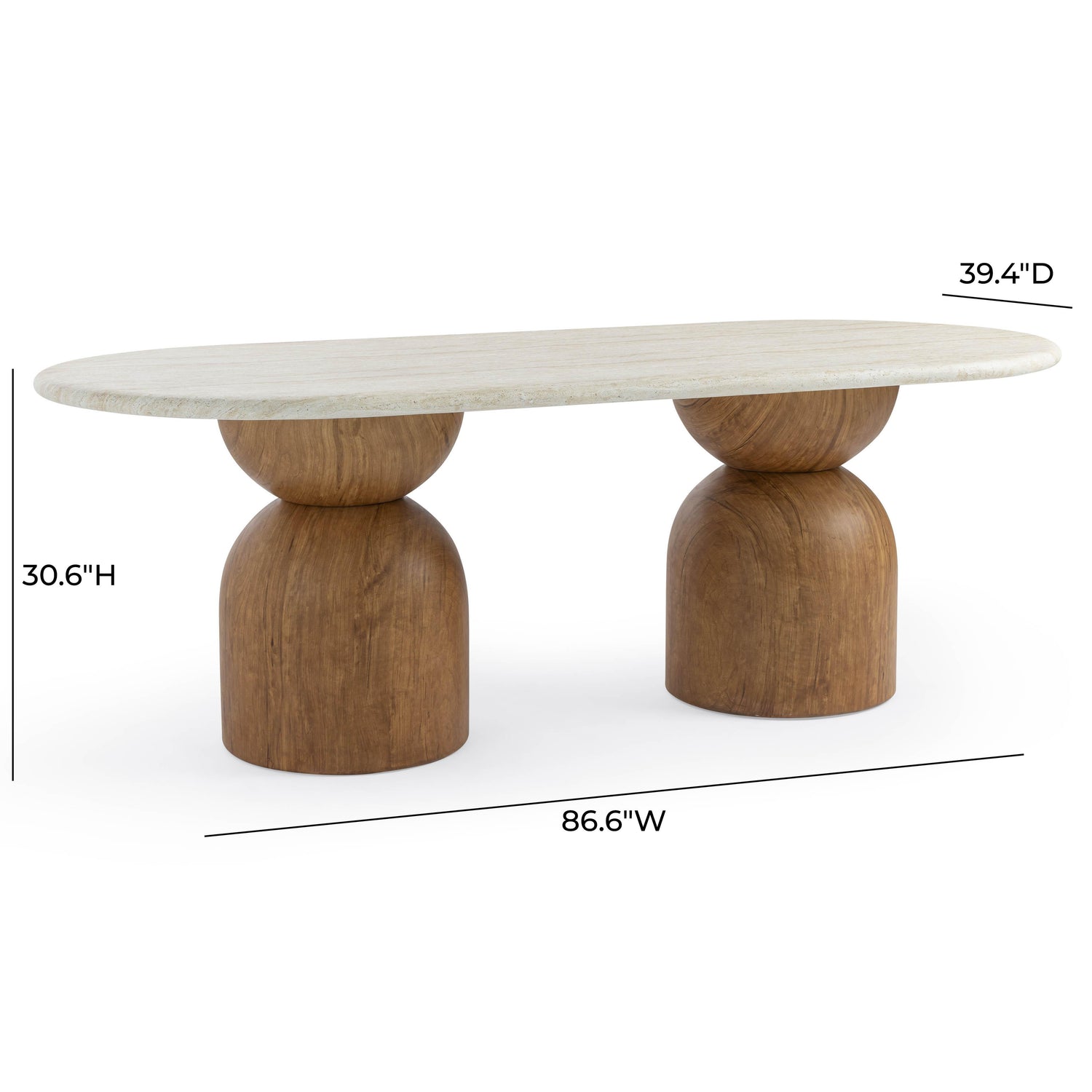Cynthia Travertine Concrete Indoor / Outdoor 87 inch Long Dining Table